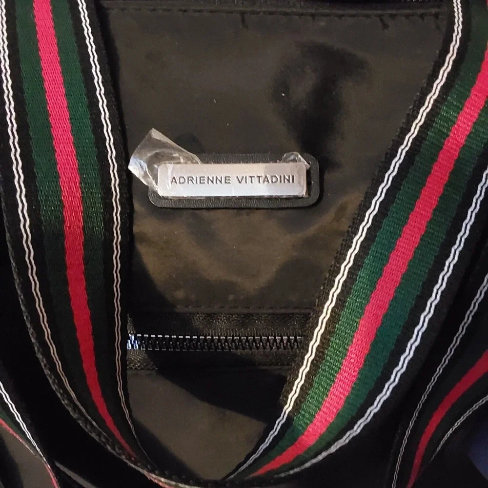NWT Adrienne Vittadini  Black Haute Heritage Zip Fully Lined Duffel Bag msrp$360